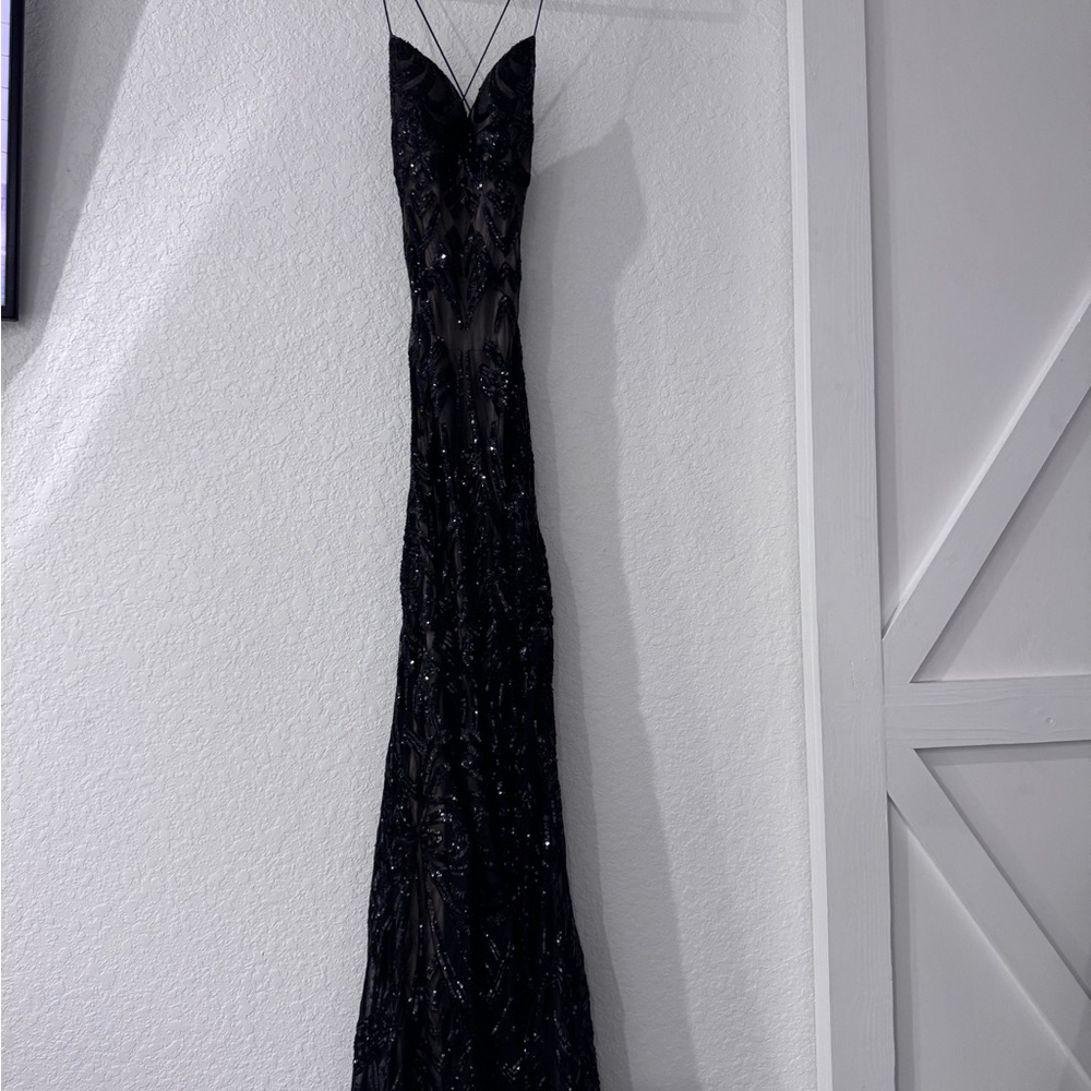 B Darlin Black Sleeveless Cocktail Gown